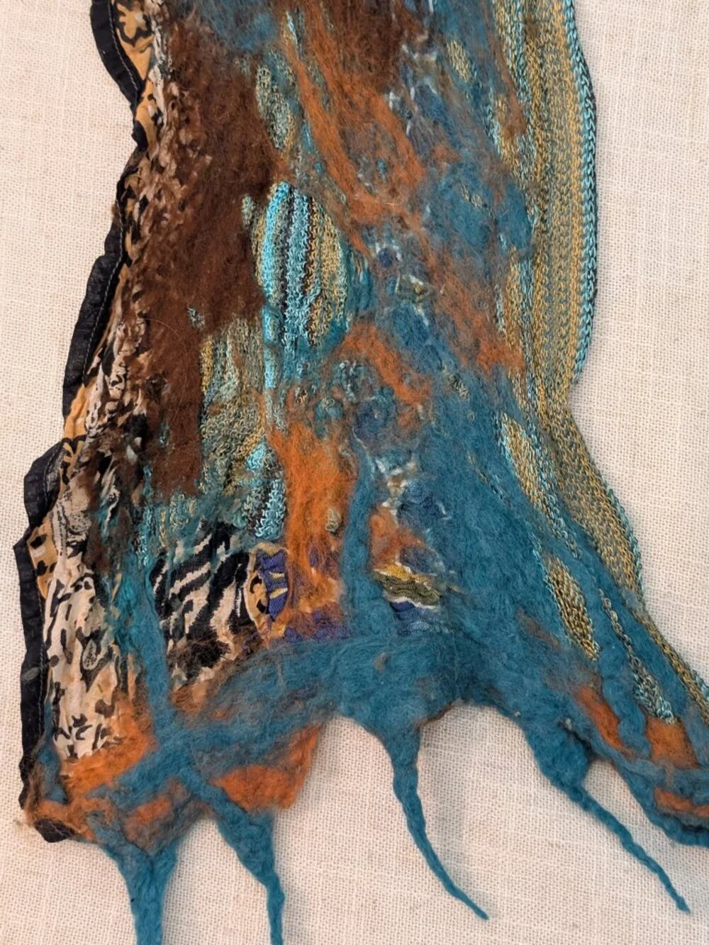 Felt Scarf Mixed Media with Fringe